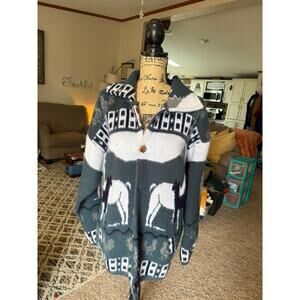 Vintage Andes Alpaca Wood Button Closure Cardigan Sweater